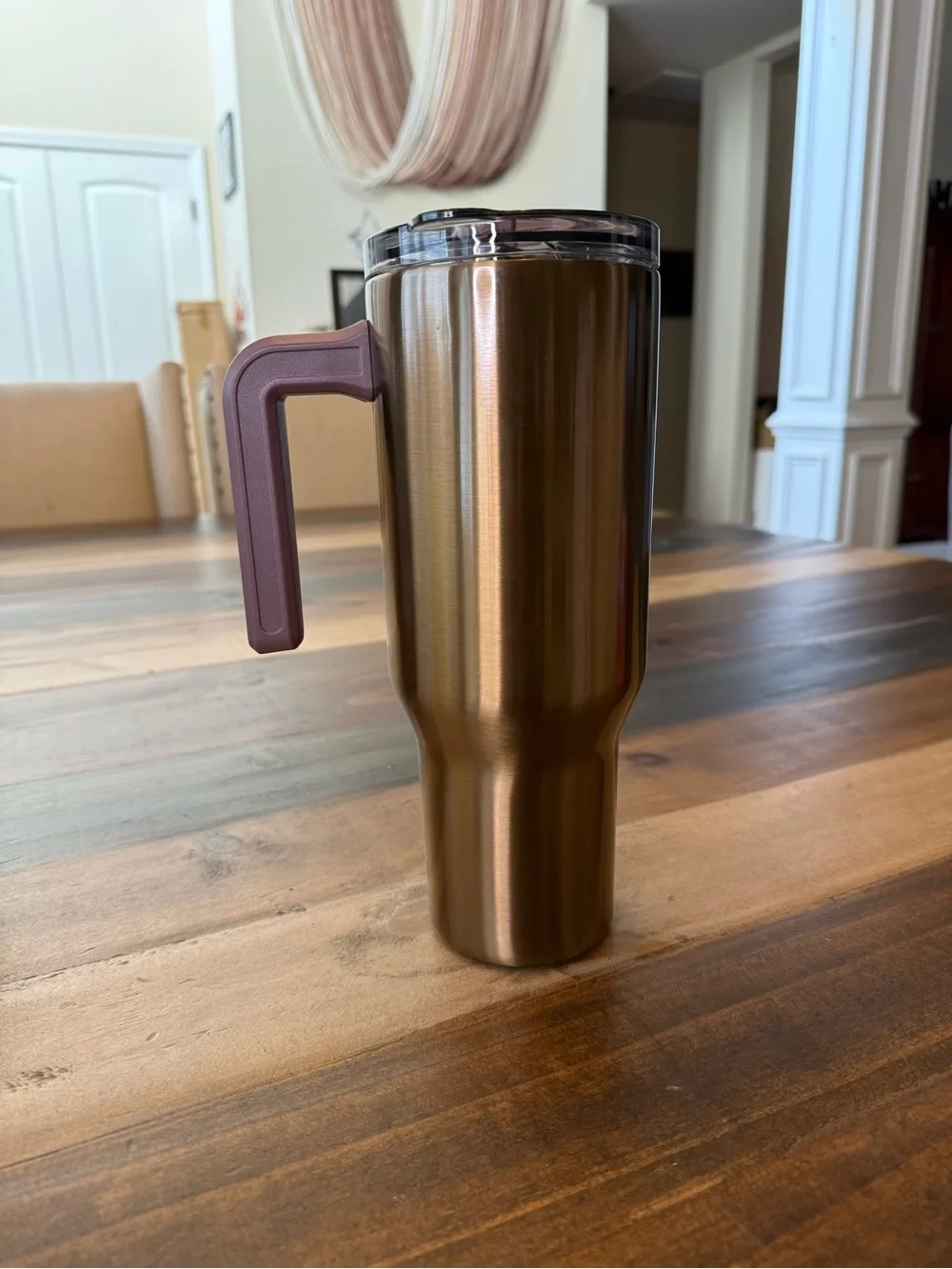 Hydrapeak 40oz Bronze Travel Mug with Mauve Handle